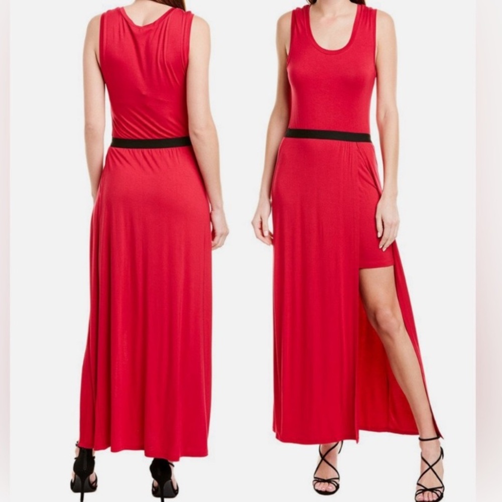 BCBGMaxAzria | Elegant Red Sleeveless Maxi Dress